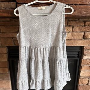 Gray Sleeveless Babydoll Top